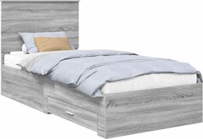 vidaXL Cadru de pat cu headboard Gri Sonoma 100 x 200 cm Lemn compozit