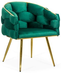 Scaun living verde din catifea cu cadru metalic BUC 251