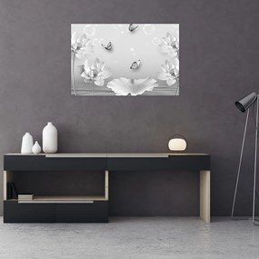 Tablou - Design flori și fluturi (90x60 cm)