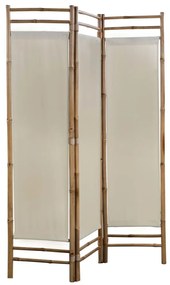 43716 vidaXL Paravan de cameră cu 3 panouri, pliabil, bambus și pânză, 120 cm