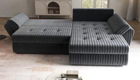 Colțar extensibil dumonde cu ladă de depozitare si sezut confortabil din spuma high-density, Loana Ambience Grey II 270x185 cm