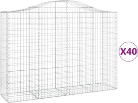 vidaXL Coșuri gabion arcuite 40 buc, 200x50x140/160cm, fier galvanizat