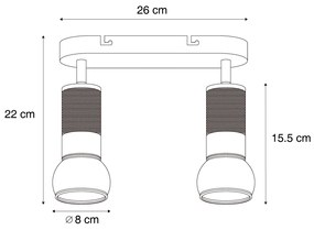 Spot rotund de plafon bronz închis cu 2 lumini reglabil - Veerle