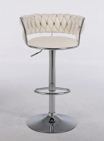 RESIGILAT- Scaun bar, rotativ, înălțime reglabilă, Catifea, Ivory