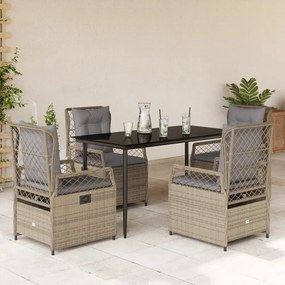 vidaXL Set mobilier de grădină cu perne, 5 piese, bej, poliratan