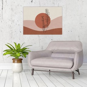 Tablou pe sticlă - Boho frunze N⁰1 (70x50 cm)