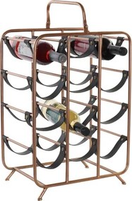 Suport de sticle din metal si piele " Wine Rack "