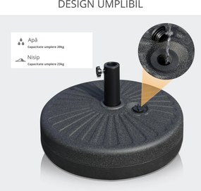 Outsunny Bază Umbrelă Grădină, Compatibil cu Stâlpi Φ3.8/4.8cm, Rezistentă, Negru | Aosom Romania
