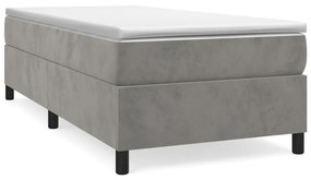 3144651 vidaXL Pat box spring cu saltea, gri deschis, 90x190 cm, catifea
