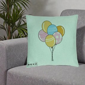 Perna Decorativa Baloane Petrecere, 40x40 cm, Verde Menta, Husa Detasabila, Perna Inclusa, BEKZ®