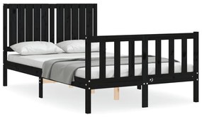 3192945 vidaXL Cadru de pat cu tăblie, negru, 120x200 cm, lemn masiv