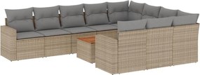 vidaXL Set canapele de grădină cu perne, 11 piese, bej, poliratan