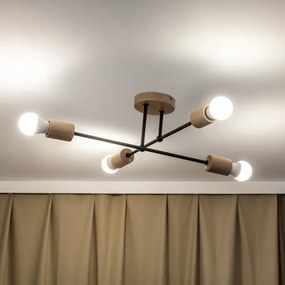 Lustră aplicată CAMBRIDGE 4xE27/15W/230V, din lemn de pin