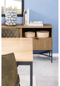 Comodă joasă cu aspect de lemn de stejar 180x70 cm Jaipur – Actona