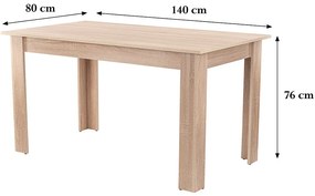 Masă de dining Yorki Standard 140x80 cm stejar sonoma