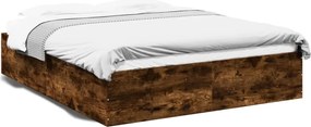 vidaXL Cadru de pat, stejar fumuriu, 150x200 cm, lemn prelucrat