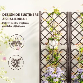 Outsunny Pat Înălțat pentru Grădină cu Spalier și 6 Orificii de Drenaj, 80x40x135 cm, Maro | Aosom Romania