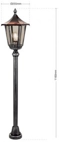 Stalp iluminat exterior stil clasic IP43 H116 Hermine AL 11K/82514/A schwarz-silber OR