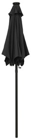 Umbrela de soare cu lumini LED, negru, 200x211 cm, aluminiu Negru