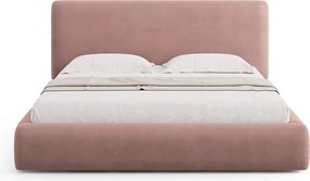 Pat tapitat cu tablie si lada depozitare, Colonel, Cosmopolitan Design, 160x200 cm, material structurat, roz