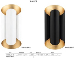 Aplica de perete design modern BANKS negru/auriu