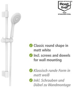 Set de duș alb din oțel inoxidabil 70 cm Watersaving – Wenko