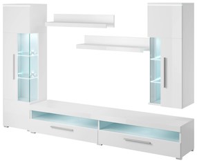 Mobilier living Indiko Typ 10 (alb + alb lucios) (cu iluminat). 1108200