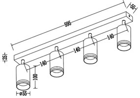 Spot PIPE 4xGU10/10W/230V negru