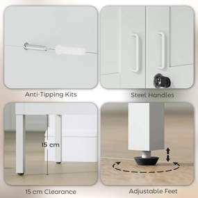 HOMCOM Dulap pentru Birou în Oțel cu 3 Rafturi Reglabile cu Serratură și 2 Chei, 80x40x175 cm, Alb | Aosom Romania