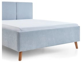 Pat matrimonial albastru deschis tapițat cu somieră 140x200 cm Piano – Meise Möbel