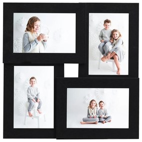 vidaXL Ramă foto colaj pentru 4x (13x18 cm) foto, negru, MDF