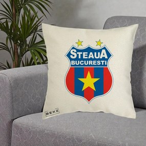 Perna Personalizata Steaua Bucuresti Fotbal, 40x40 cm, Ecru, Husa Detasabila, Perna Inclusa, BEKZ®