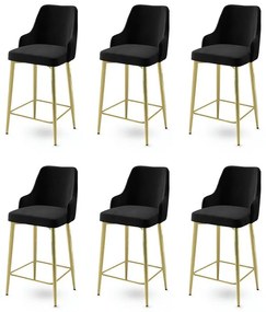 Set de scaune de bar Enox Black and Gold, 6 buc.