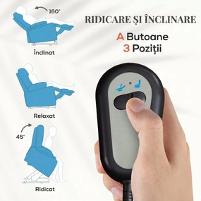 HOMCOM Fotoliu Electric cu Telecomandă, Suport pentru Picioare și 2 Buzunare Laterale, 76x90x105 cm, Albastru Deschis | Aosom Romania