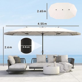 Outsunny Umbrelă de Grădină cu Două Fețe și Mâner cu Manivelă Ușor de Utilizat, 450x265x260 cm, Alb Crem | Aosom Romania