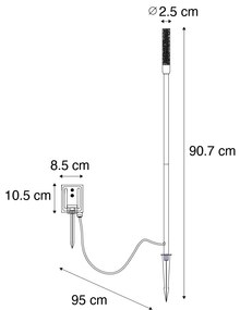 Lampă de podea pentru exterior neagră cu LED reîncărcabil și solar - Barry