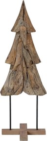 vidaXL Brad de Crăciun cu suport Maro 121 cm Lemn masiv de tec