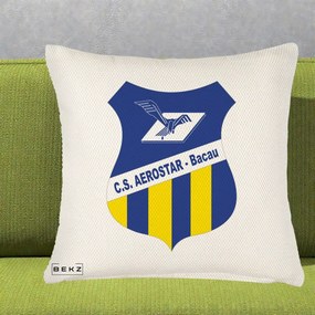 Perna Personalizata CS Aerostar Bacau Fotbal, 40x40 cm, Crem Reliefat, Husa Detasabila, Perna Inclusa, BEKZ®