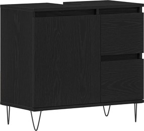vidaXL Dulap pentru Chiuveta de Baie Stejar Negru 65 x 33 x 60 cm