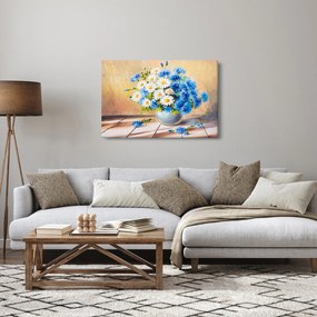 Tablou pictat cu vaza și flori (90x60 cm)