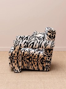 Fotoliu lounge statement din catifea animal print cu structură din lemn de pin, „Wild Touch”