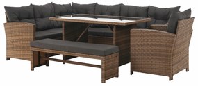 Set mobilier de grădină Senala (gri maro + maro deschis) (pentru 8 persoane). 1116496
