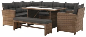 Set mobilier de grădină Senala (gri maro + maro deschis) (pentru 8 persoane). 1116496