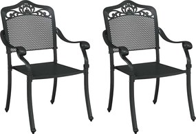 vidaXL Scaun pentru Grădină 2 pcs Negru 55 x 55 x 92,5cm Aluminiu