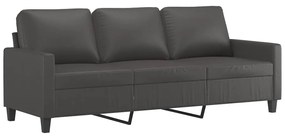Canapea cu 3 locuri si taburet, gri, 180 cm, piele ecologica