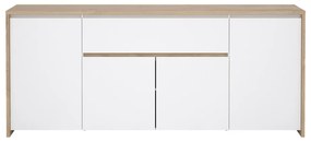 Comodă albă-în culoare naturală cu aspect de lemn de stejar 197x84x48 cm Next – Tvilum