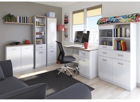 Comoda 2D1S, alb/stejar sonoma, TOPTY TYP 14