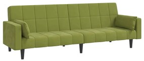 337516 vidaXL Canapea extensibilă cu 2 locuri, 2 perne, verde deschis catifea