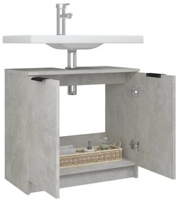 Dulap de baie, gri beton, 64,5x33,5x59 cm, lemn compozit