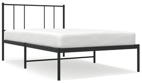 352470 vidaXL Cadru de pat metalic cu tăblie, negru, 75x190 cm